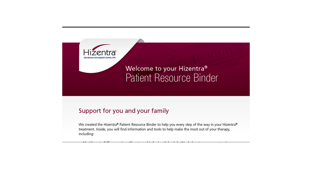 My Hizentra Patient Binder - Download – CSL Behring PLUS+ Ordering Portal