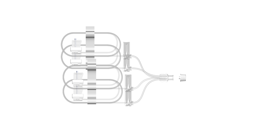 EMED® SAF-Q-412-G27-36” SCIg Safety Set, Quad-Furcated 12mm Needle with Four Site Dressings, (Box of 10)