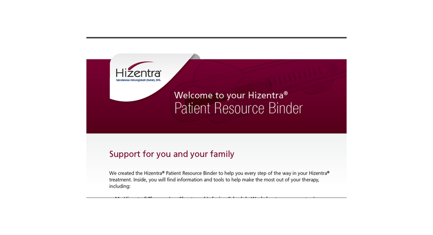 My Hizentra Patient Binder - Download